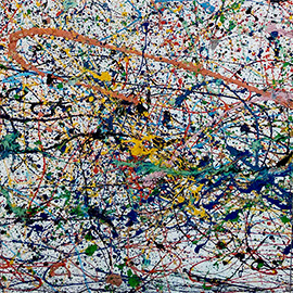 painted picture with very colorful blots