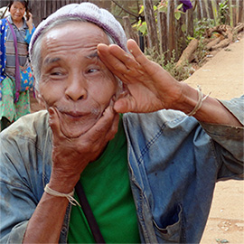 Lahu man imitates the television set